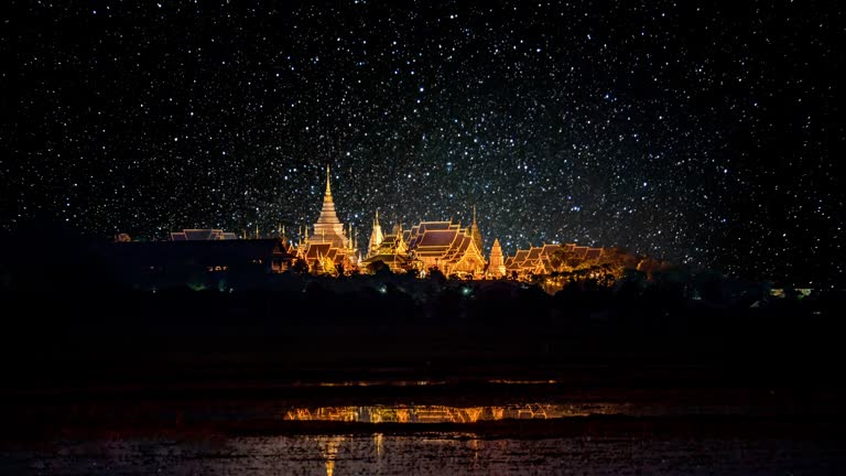 Wat Baan Den temple at night  in Chiang mai Thailand