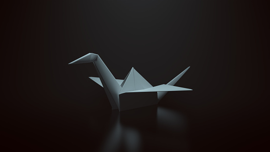 Origami Paper Crane 3d illustration 3d rendering