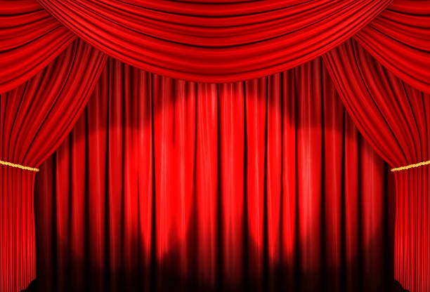 istock red curtain of stage with spot light , 3d Illustration 870722316
