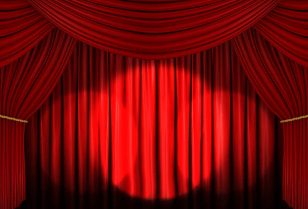istock red curtain of stage with spot light , 3d Illustration 870722332