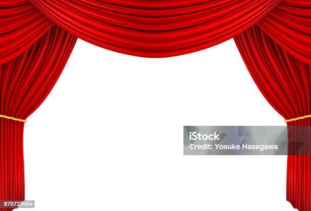 Red Curtain Of Stage 3d Illustration Stock Photo - Download Image Now - Stage Curtain, Curtain, Red