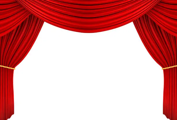 Photo of red curtain of stage, 3d Illustration