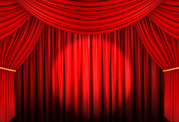 istock red curtain of stage with spot light , 3d Illustration 870722544