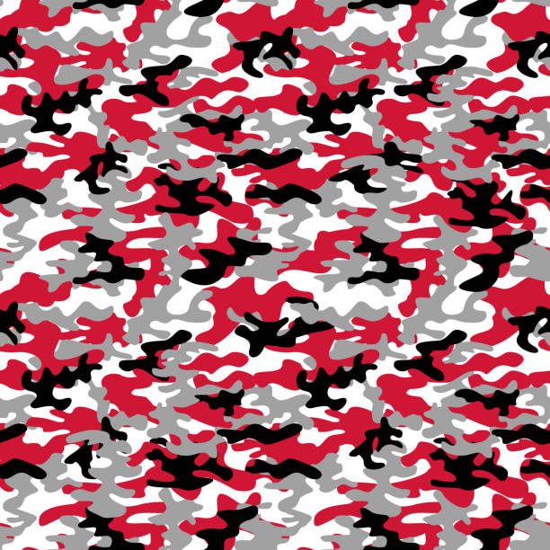 Military camo seamless pattern. Military camo seamless pattern. Camouflage in red, black and white. Vector background for your design red camouflage pattern stock illustrations