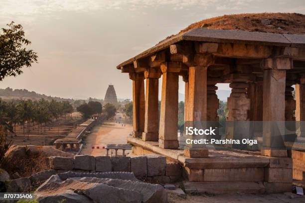 Ruins Of An Ancient Temple In Hampi Karnataka India Stock Photo - Download Image Now