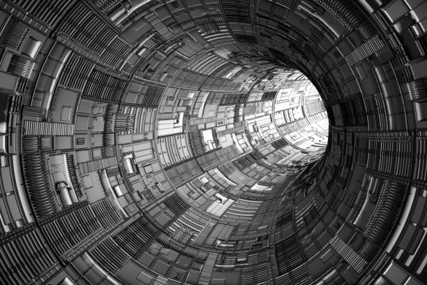 istock abstract science fiction technology tunnel with bright light at the end 870736662