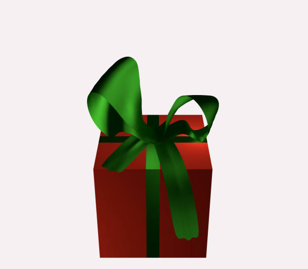 istock red gift with green ribbon. 870758538
