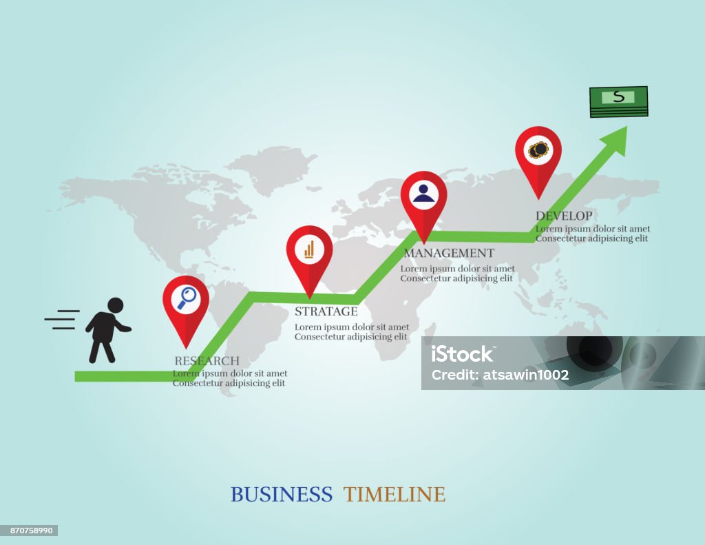 Timeline Map Line Design Template Line On Map Business Timeline Vector Illustration Stock ...