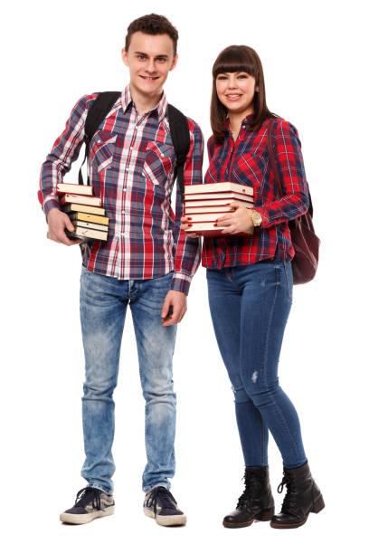 istock Teenagers with backpacks and books 870764900