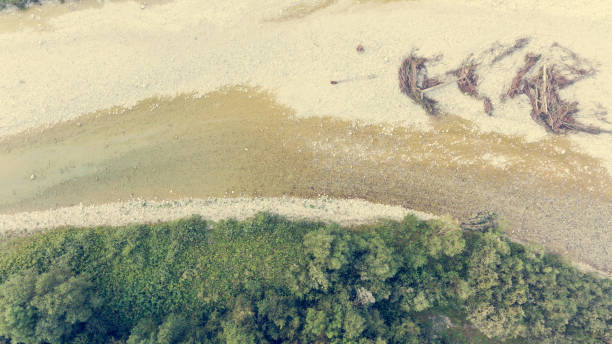 istock Top view of a wide river bed. 870770260
