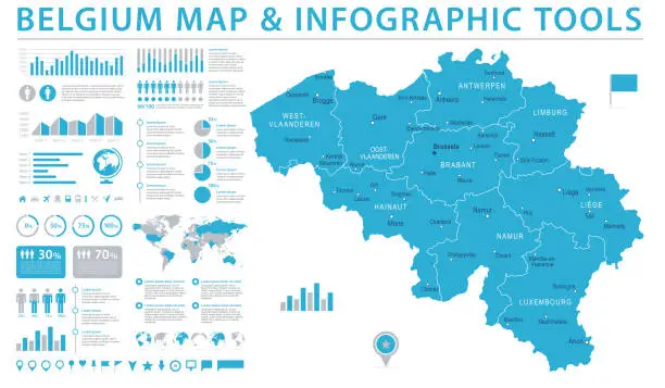 Vector illustration of Belgium Map - Info Graphic Vector Illustration