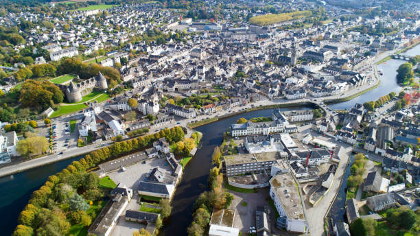 Aerial photography of Pontivy stock photo