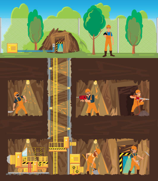 Men Extract Coal In The Mine Stock Illustration - Download Image Now -  Underground, Mining - Natural Resources, Vector - iStock