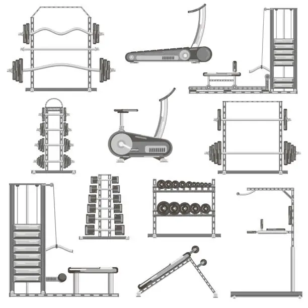 Vector illustration of Sports Equipment in the gym.