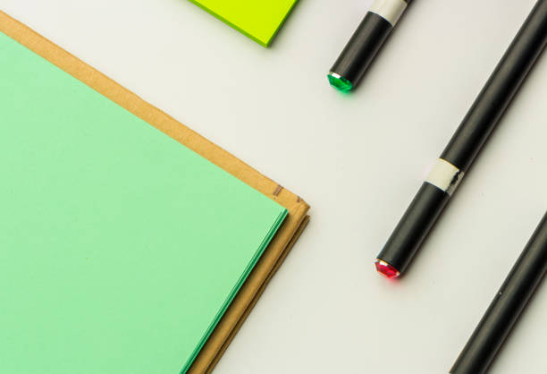 istock Modern samples of stationery, notebooks, stickers and pencils. 870780658