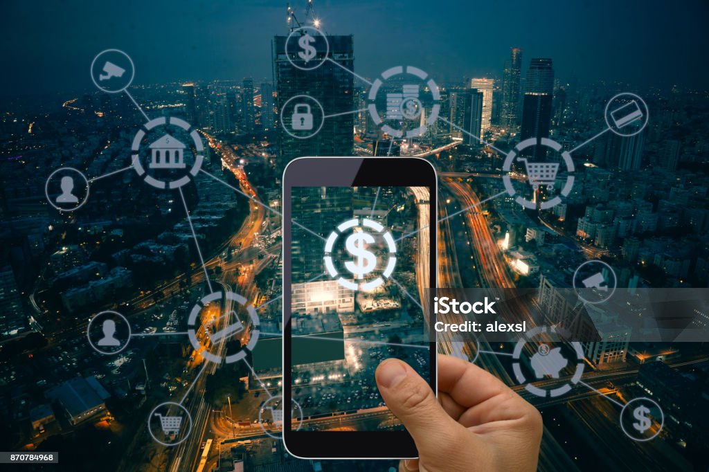 Fintech électronique bancaire technologie réseau mobile - Photo de Technologie financière libre de droits