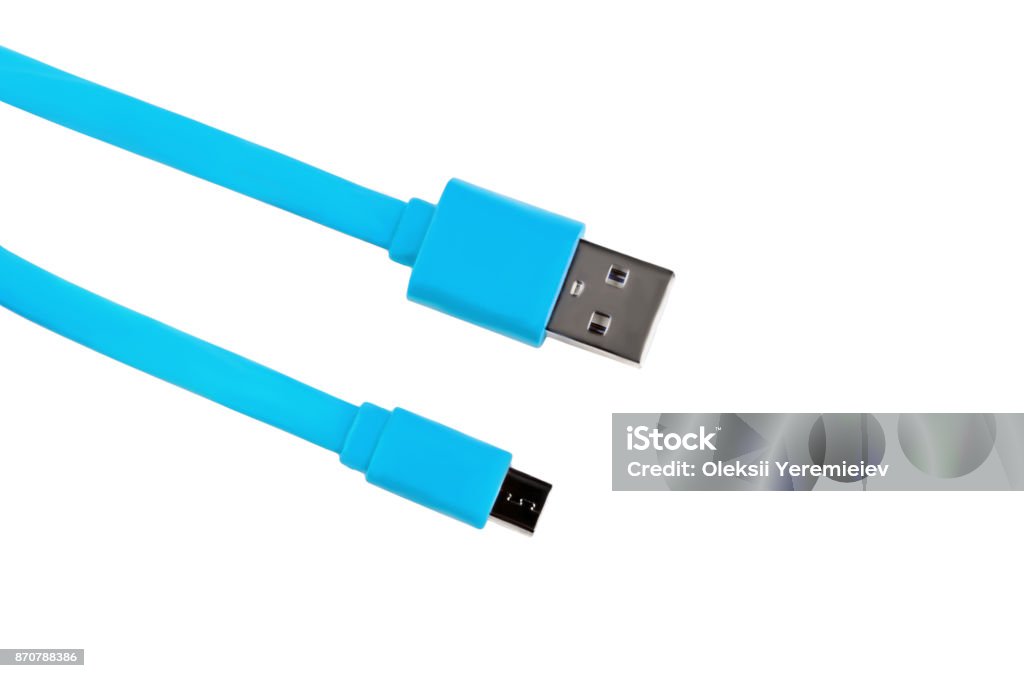 Mini Usb Blue Blue Usbcable Micro Usb Isolated Stock Photo - Download Image Now ...
