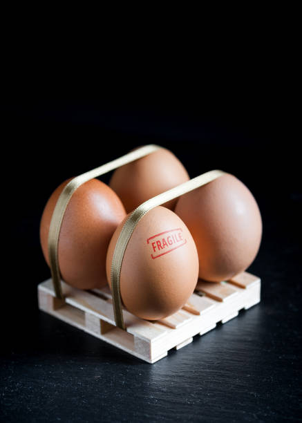 Pallet transport of goods with eggs on it simulating packages