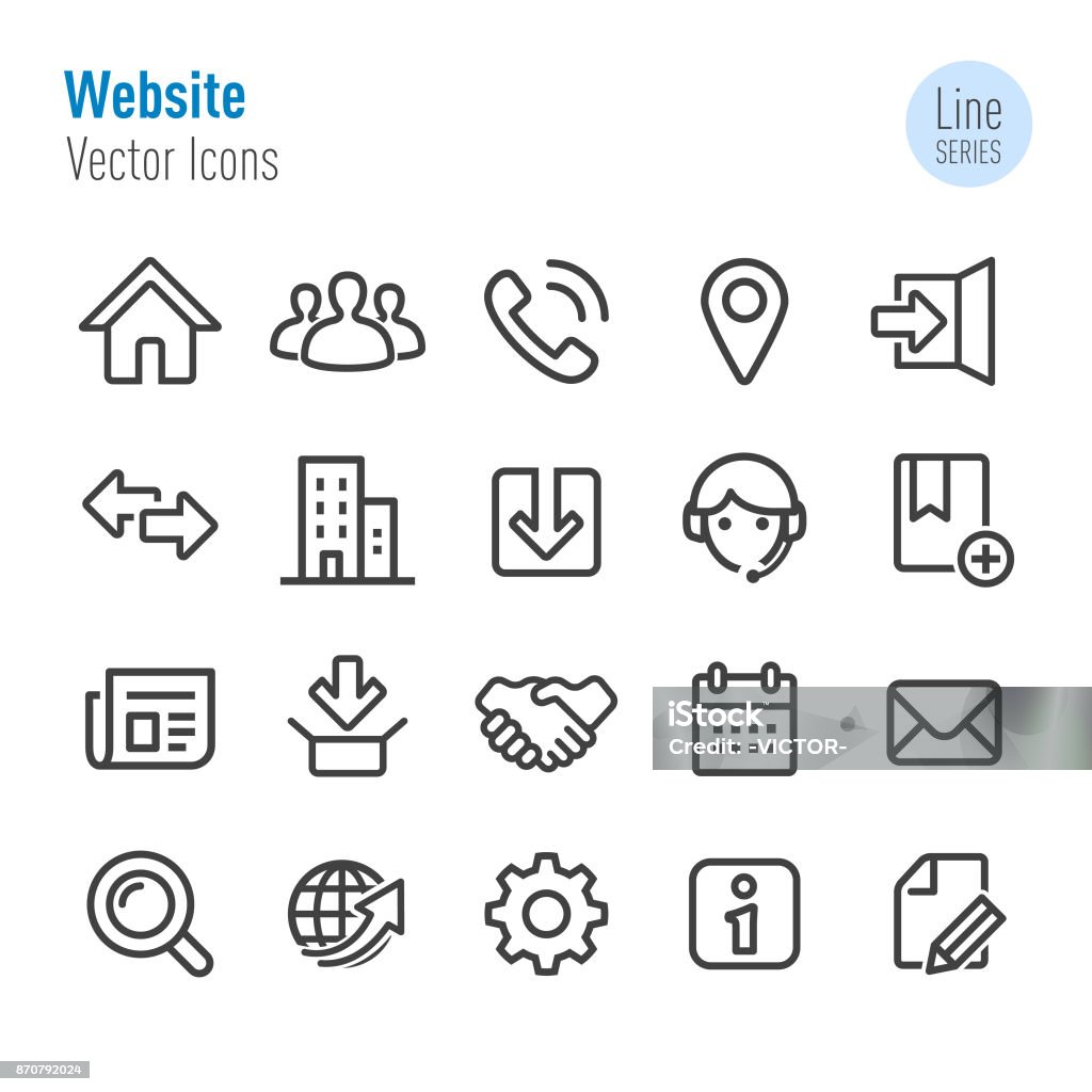 Website Icons - Vector Line Series Website, web page, internet Icon Symbol stock vector