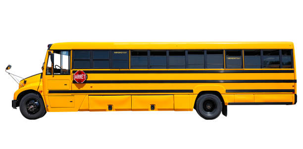 istock School bus waiting for children isolated on white 870800164