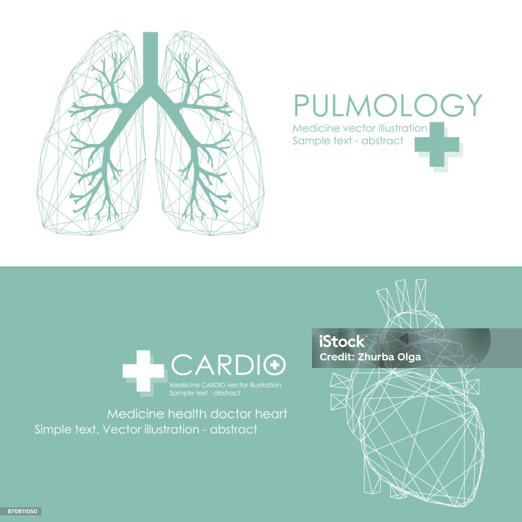 medicine. Medical care background with human heart and lungs. Medical clinic logo. Lung stock vector