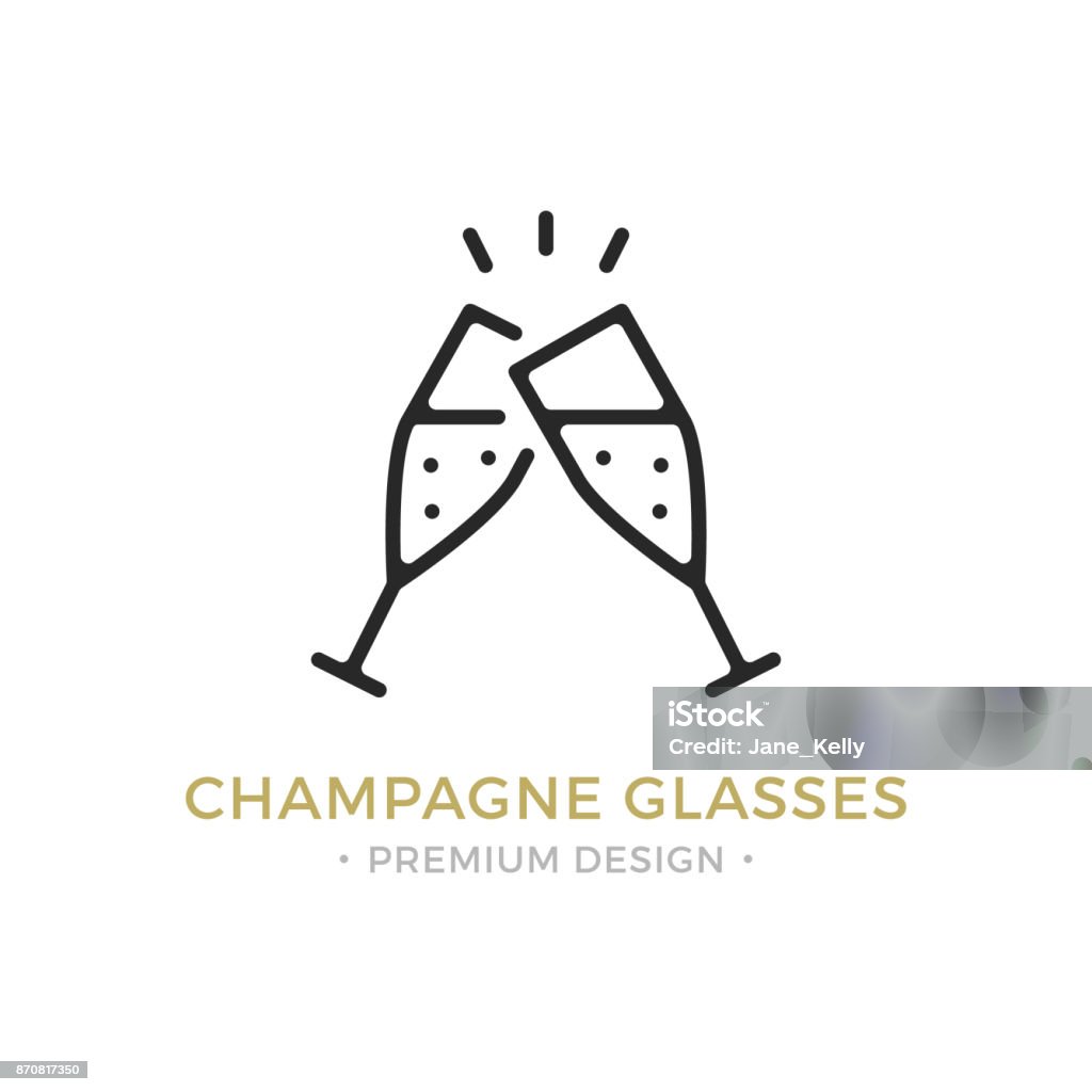Vector champagne glasses icon. Celebration, holidays, toast concepts. Two champagne flutes. Premium quality graphic design. Outline symbol, sign, simple linear stroke thin line icon Vector champagne glasses icon. Celebration, holidays, toast concepts. Two champagne flutes. Premium quality graphic design. Outline symbol, sign, simple linear stroke thin line icon for websites, web design, etc. Icon Symbol stock vector
