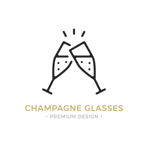 Vector champagne glasses icon. Celebration, holidays, toast concepts. Two champagne flutes. Premium quality graphic design. Outline symbol, sign, simple linear stroke thin line icon Vector champagne glasses icon. Celebration, holidays, toast concepts. Two champagne flutes. Premium quality graphic design. Outline symbol, sign, simple linear stroke thin line icon for websites, web design, etc. Champagne stock illustrations