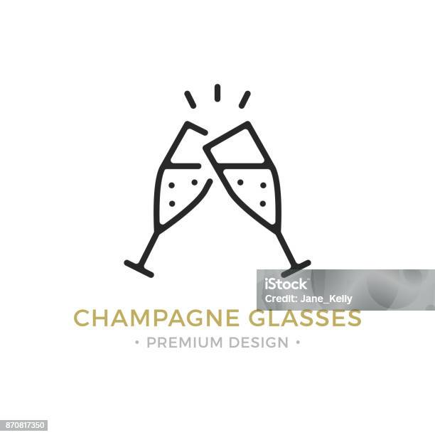 Vector Champagne Glasses Icon Celebration Holidays Toast Concepts Two Champagne Flutes Premium Quality Graphic Design Outline Symbol Sign Simple Linear Stroke Thin Line Icon Stock Illustration - Download Image Now