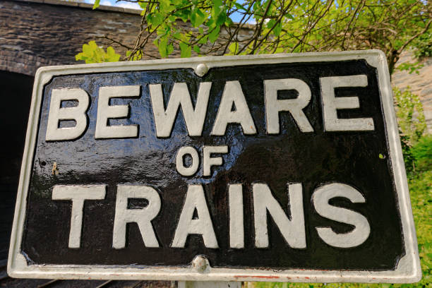 istock warning sign at a British railway station 870820886