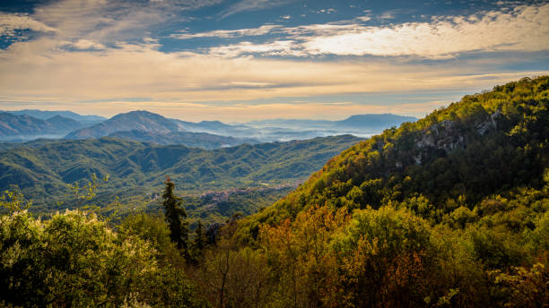 istock view of Pisoniano with fog 870821644