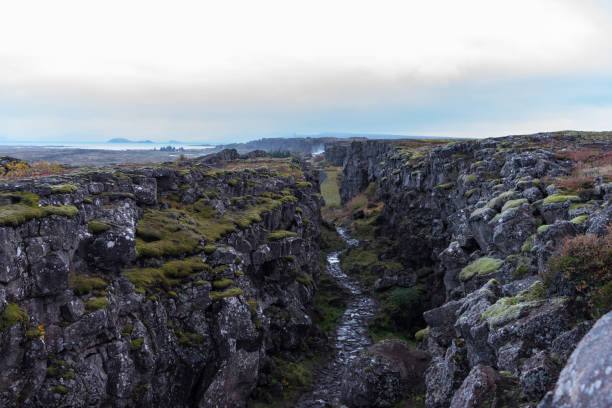istock Tectonic plates rift valley near Oxararfoss 870821694