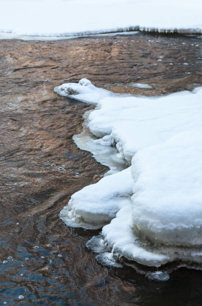 lód floe ze śniegiem w strumieniu - 18641 zdjęcia i obrazy z banku zdjęć