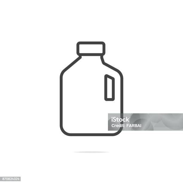 Milk Gallon Line Icon Vector Stock Illustration - Download Image Now - Gallon, Icon Symbol, Black Color