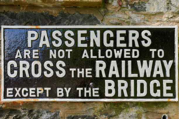 istock warning sign at a British railway station 870828628
