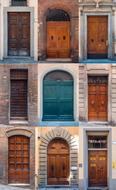 Valletta, Malta, April 03, 2024.  external view of the typical entrance doors of houses in the city center