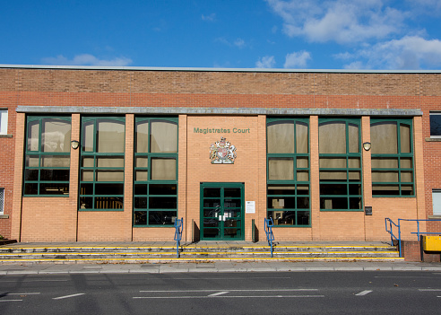 The main entrance to the Swindon Magistrates Court in Swindon, Wiltshire.
