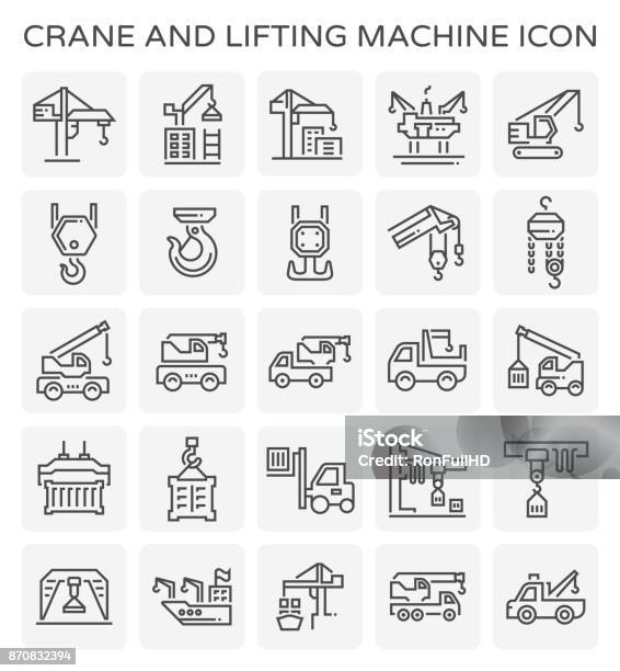 Crane Lift Icon Stock Illustration - Download Image Now - Icon, Crane - Machinery, Construction Industry