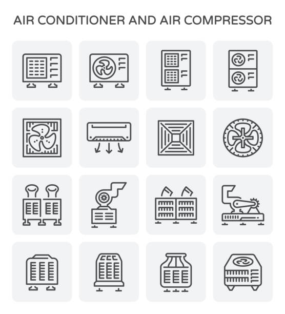 ikona klimatyzatora - condenser stock illustrations