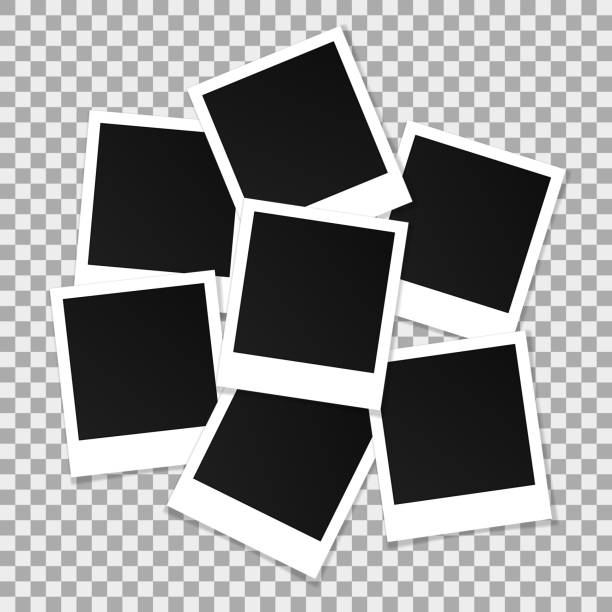 istock Set of square vector photo frames. Collage of realistic frames isolated on transparent background. Template design. Vector illustration 870843792