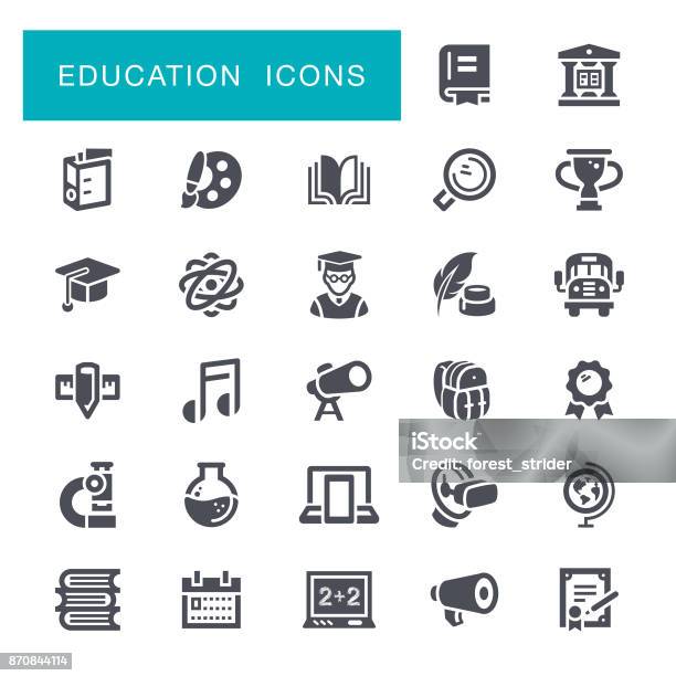 Ilustración de Iconos De La Educación y más Vectores Libres de Derechos de Ícono - Ícono, Aprender, Arte