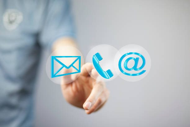 Business man hand message,phone and @mail mark in screen