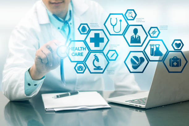 istock Doctor with Medical Healthcare Icon Interface 870849146