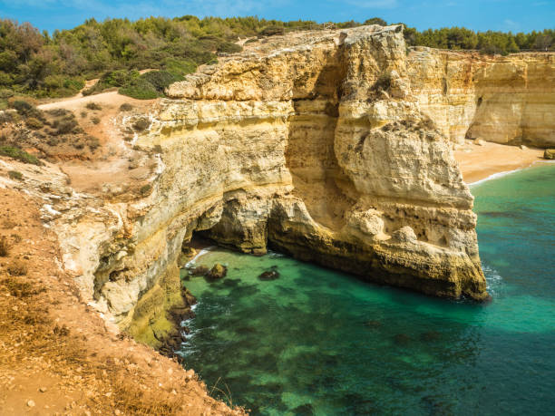 istock Cliffs and sand beaches near Benagil 870849868