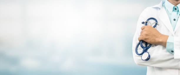 istock Doctor in hospital background with copy space 870849902