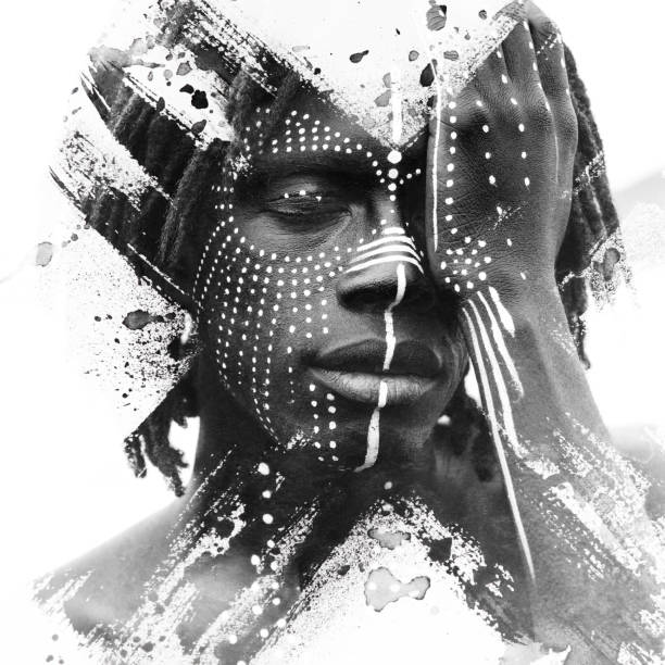istock Paintography. Expressive African man combined with stunning double exposure art techniques and hand drawn paintings