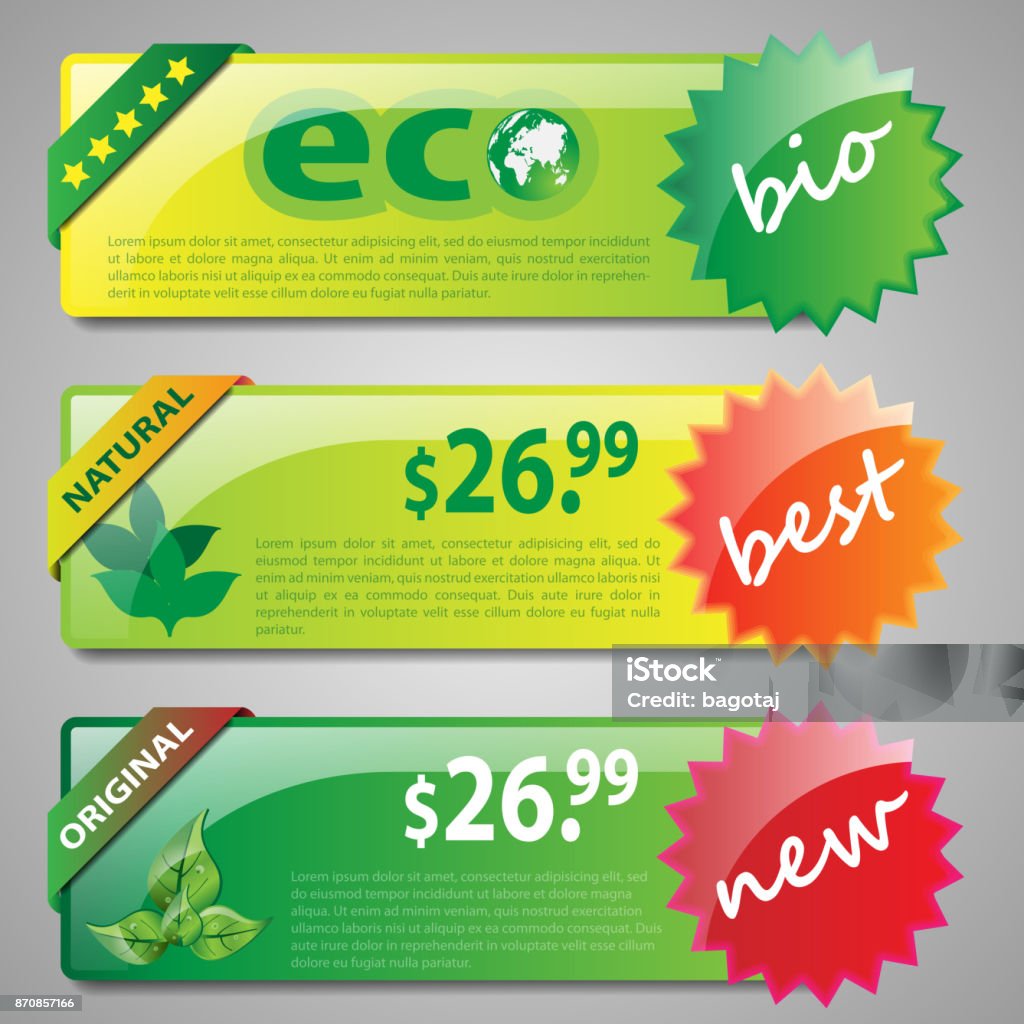 Environment Friendly Header Web Design Elements Eco Header Designs Stock Illustration - Download ...
