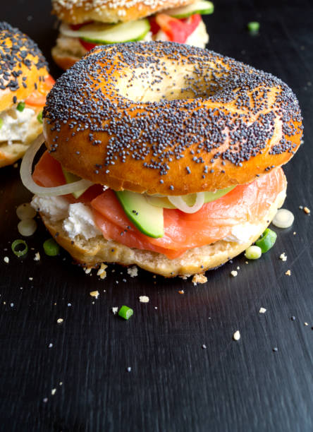 istock Bagels with cream cheese and smoked salmon. 870860410