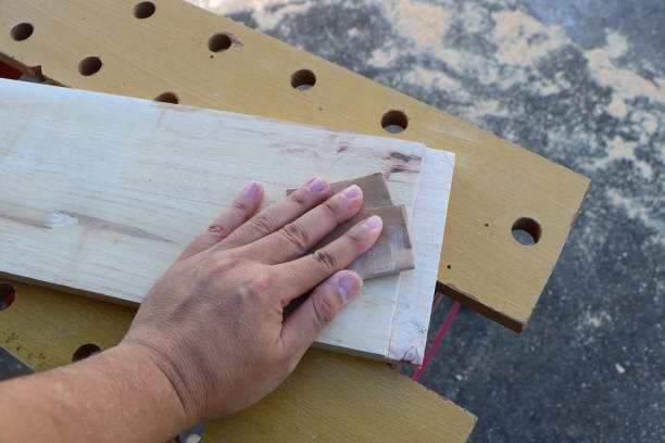 istock Sanding and preparing wood for making furniture 870867146