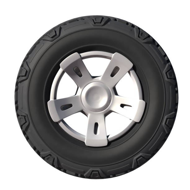 istock Automotive off road wheel isolated on white. 3D render 870867512