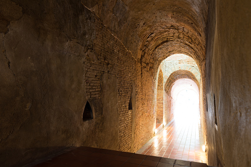The interior of an arched passageway in the Fornelli village in the Molise region, Italy